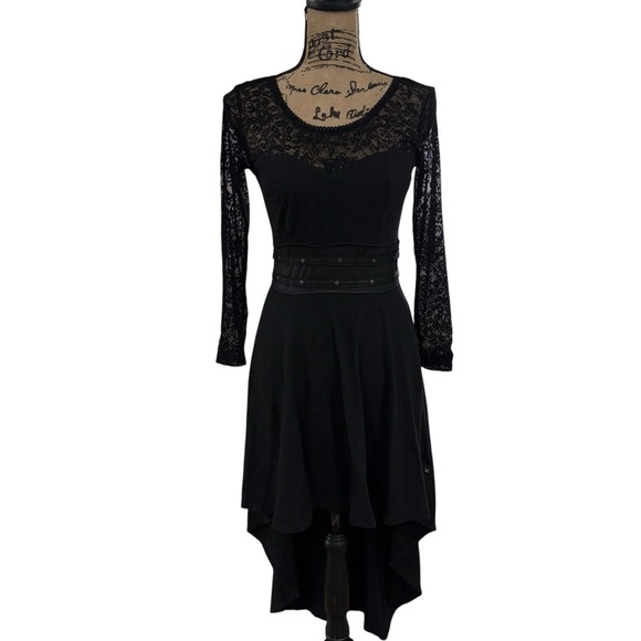 Royal Bones Daang Goodman Hi Low Lace Corset Dress Black Size Medium Tripp NYC - Picture 1 of 8